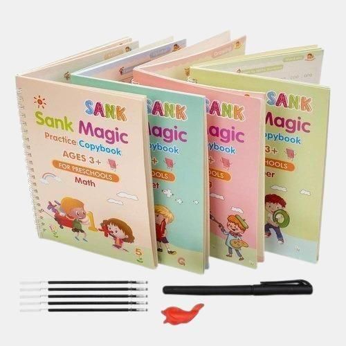 Sank Magic Practice Copybook Set (4 Books + Pen + Grip + 10 Refills)