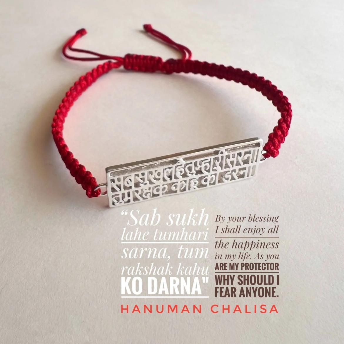 Hanuman Chalisa Protection Silver Plated Bracelet