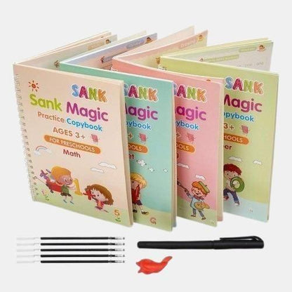 Sank Magic Practice Copybook Set (4 Books + Pen + Grip + 10 Refills)