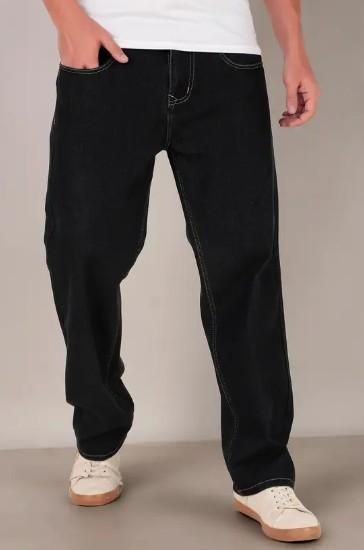 Men's Loose Fit Mid Rise Black Jeans